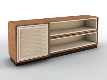 DEDALO - Modular bookcase in walnut and leather upholstery by BRUNO ZAMPA - view 3